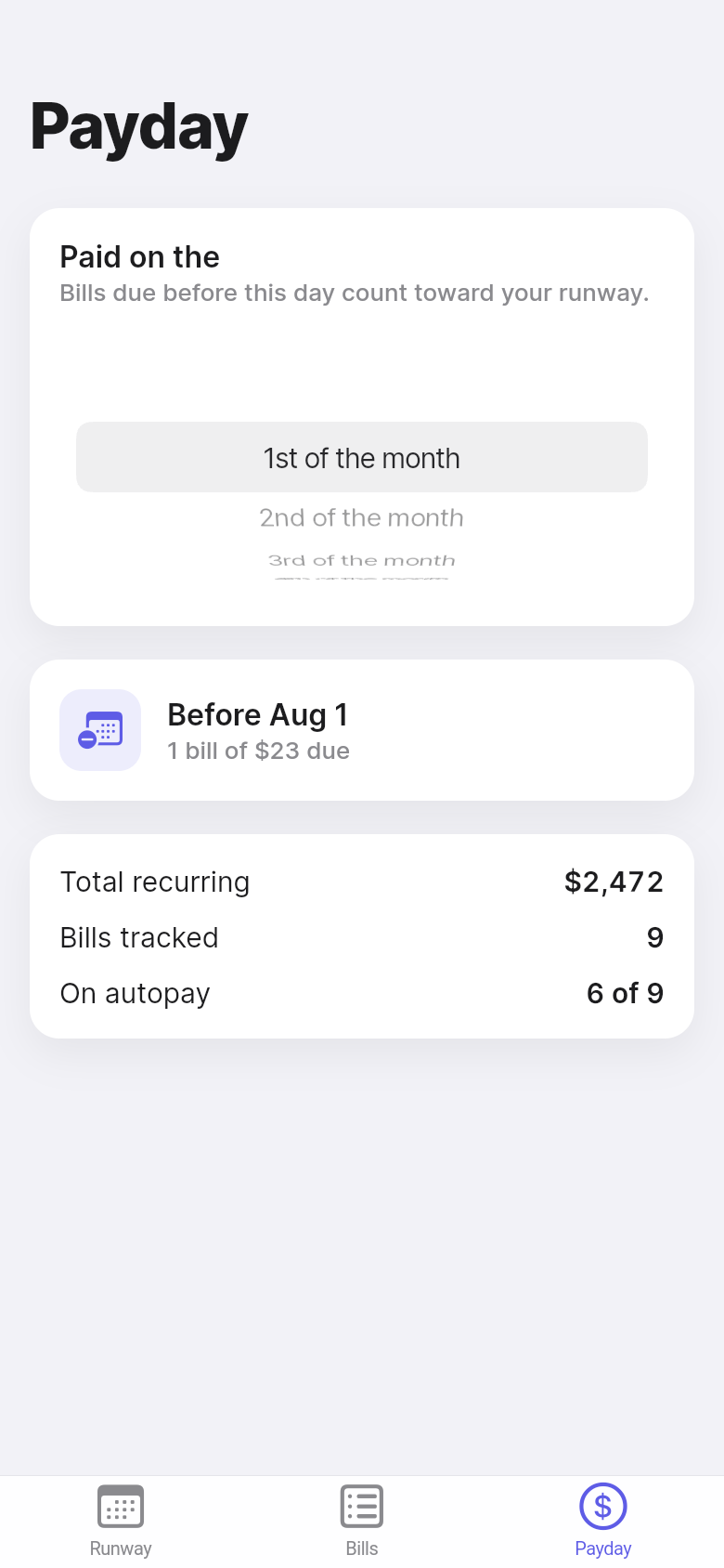 Bill Runway — Payday