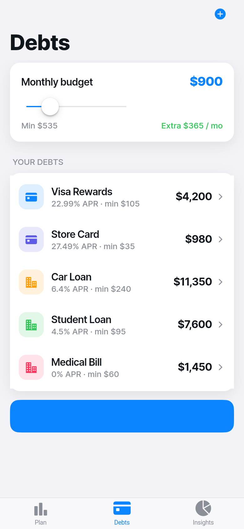 Debt Payoff — debts