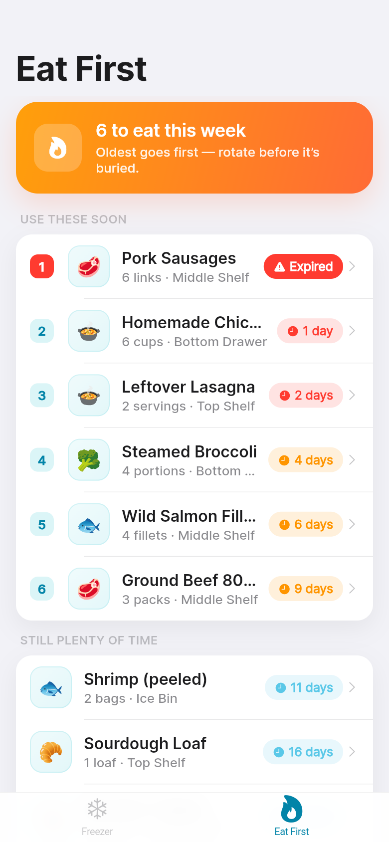 Freezer Keeper — eat-first