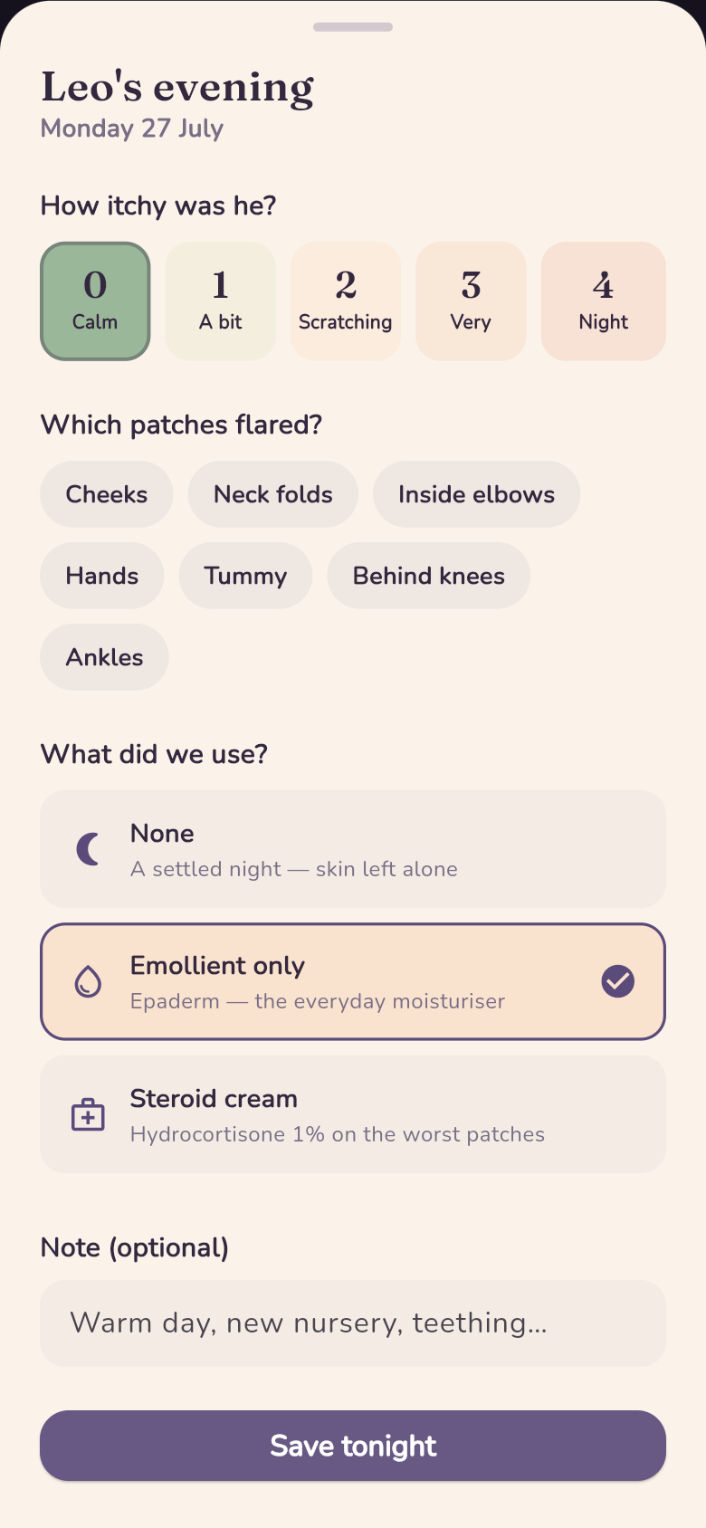 Leo's Skin — log-sheet
