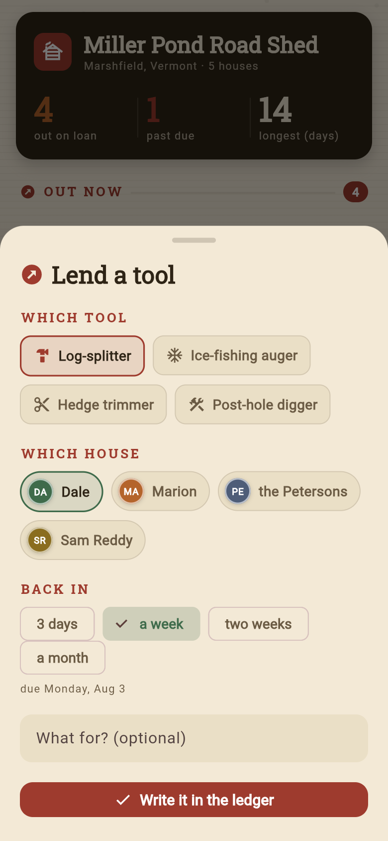 Shed Loans — return-sheet
