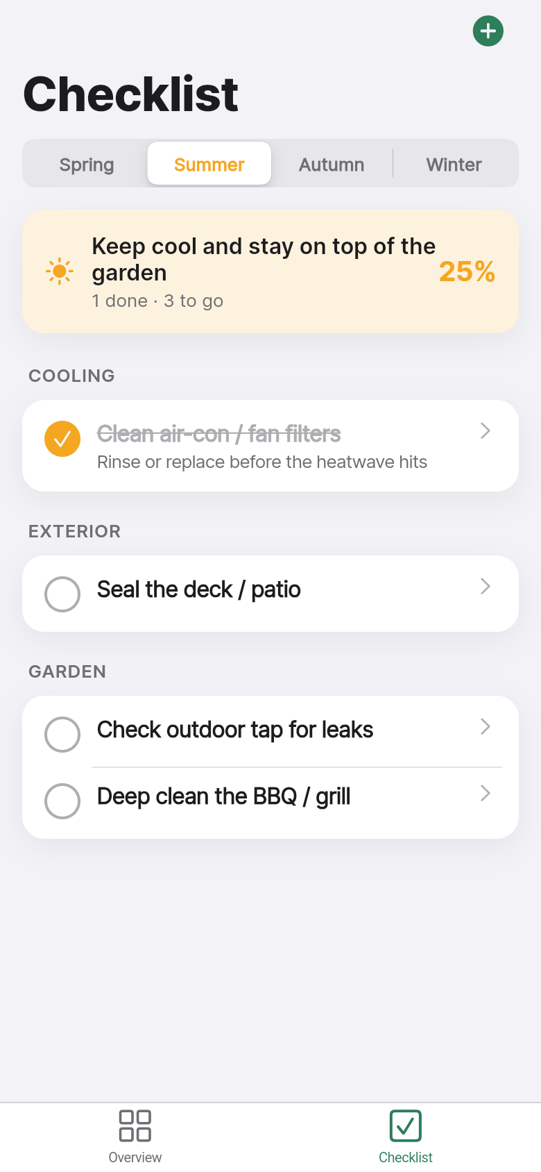 Season Switch — checklist