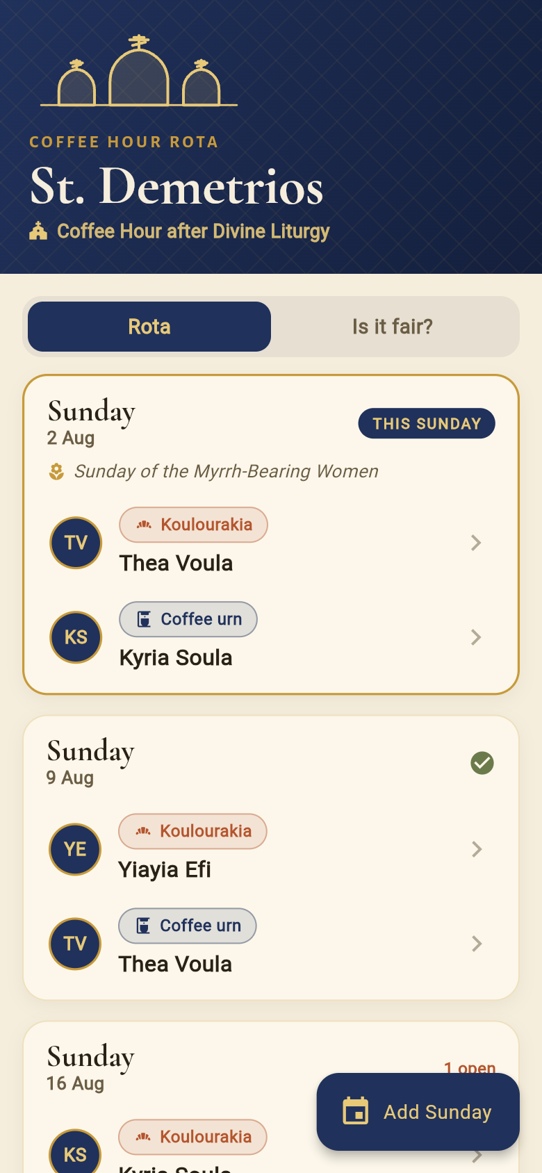 Coffee Hour Rota — assign-sheet