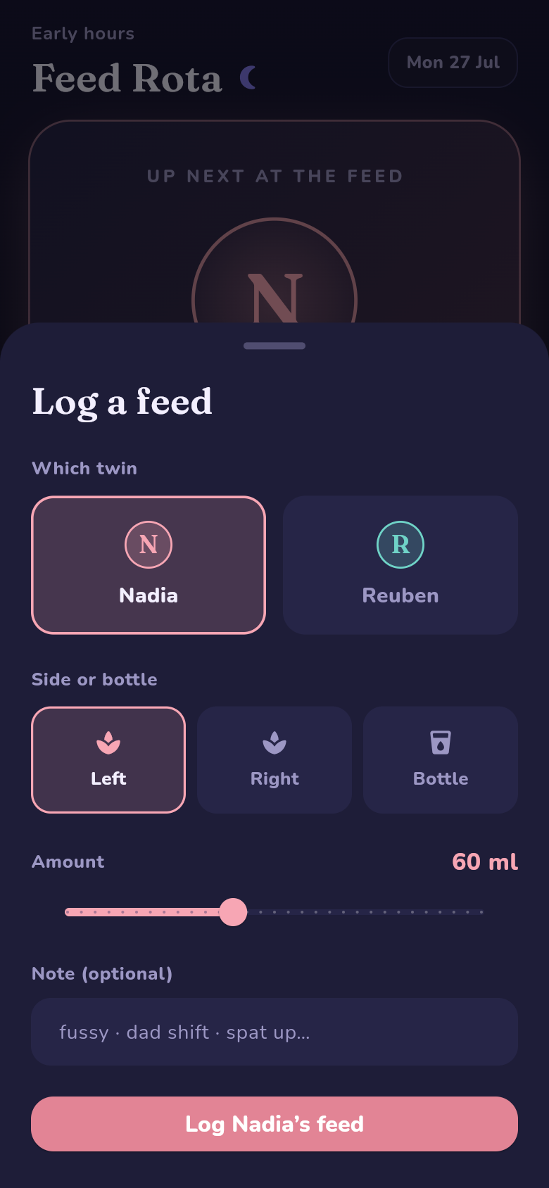 Feed Rota — log-sheet