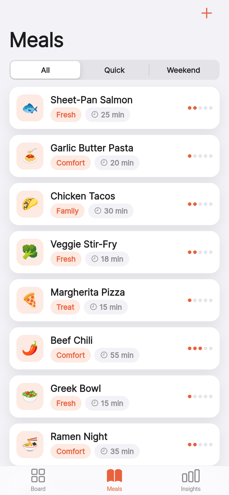 Dinner Board — Meals